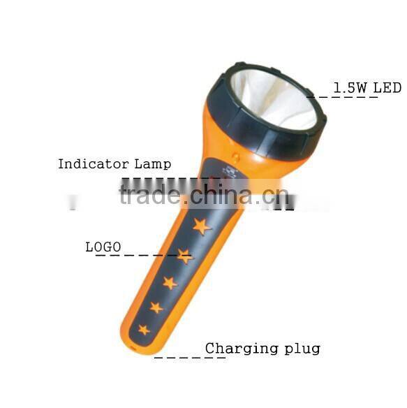 High capacity plastic led rechargeable torch