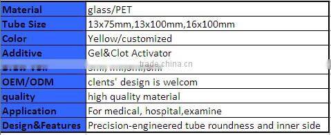 Vacutainer gel tube with clot activator 3.5ml ( yellow cap )