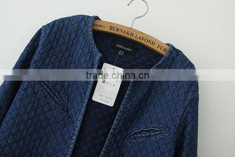 2014 European women fashion 100% cotton slim denim long sleeve jeans winter cotton-padded jacket