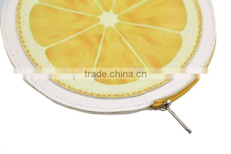 Top quality fruit PU cion purse bag coin pouch with zipper