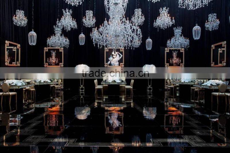 glass top banquet table crystal chandelier pendant wedding table