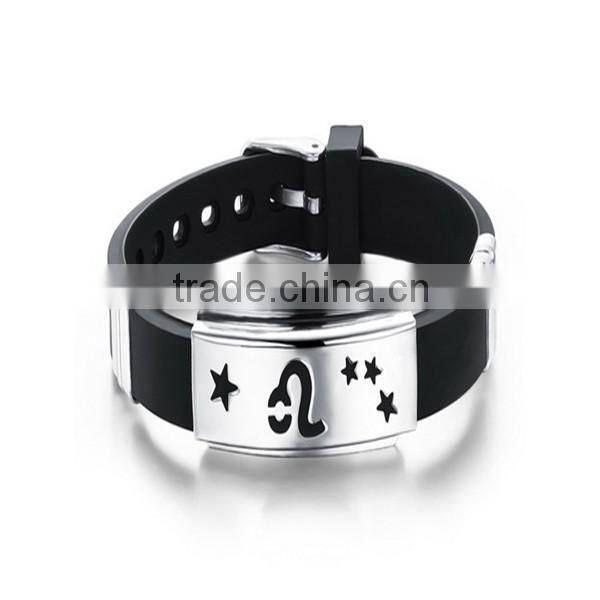 engrave metal plate silicone bracelet stainless steel