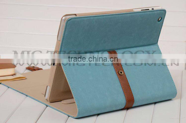 High end Leather Case for Ipad 2 3 with belt, for ipad accessories, for ipad3 case