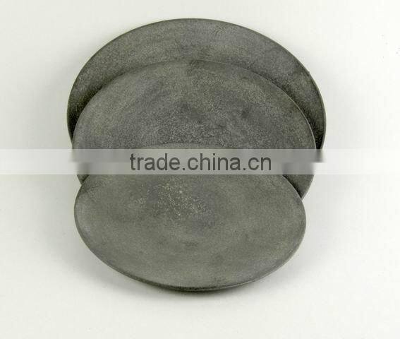 S/3 Round Plastic Plate w/Antique Grey