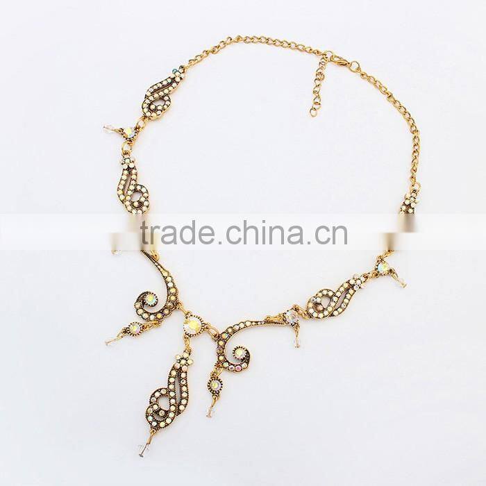 Wholesale women gold jewelry necklace, ladies luxury diamond necklace