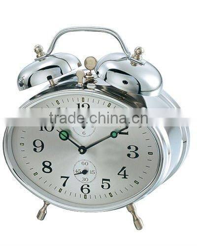 Table metal oval shape mechanical alarm clock
