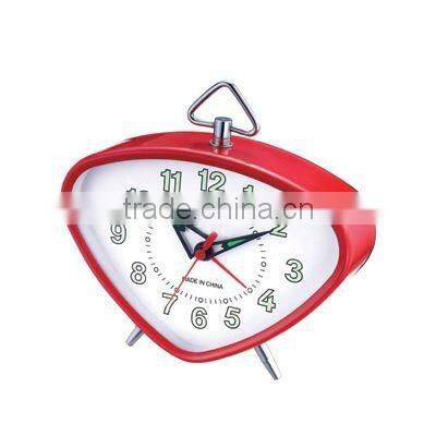 Triangle metal case mechanical alarm clock, decorative clock, table clock