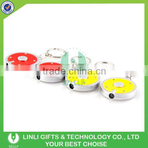 Plastic Round-Shape LED Flash Light Keychain