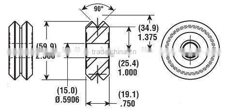 W4 2RS 15mm bore Dual V Guide Wheel Sealed Precision Double Row Angular Contact Ball Bearings