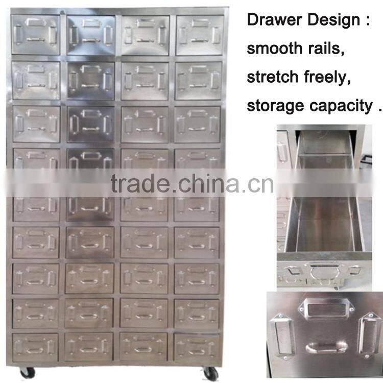 Commercial stainless steel cabinet Vertical white metal data medical cabinet with 3 drawers lateral cabient