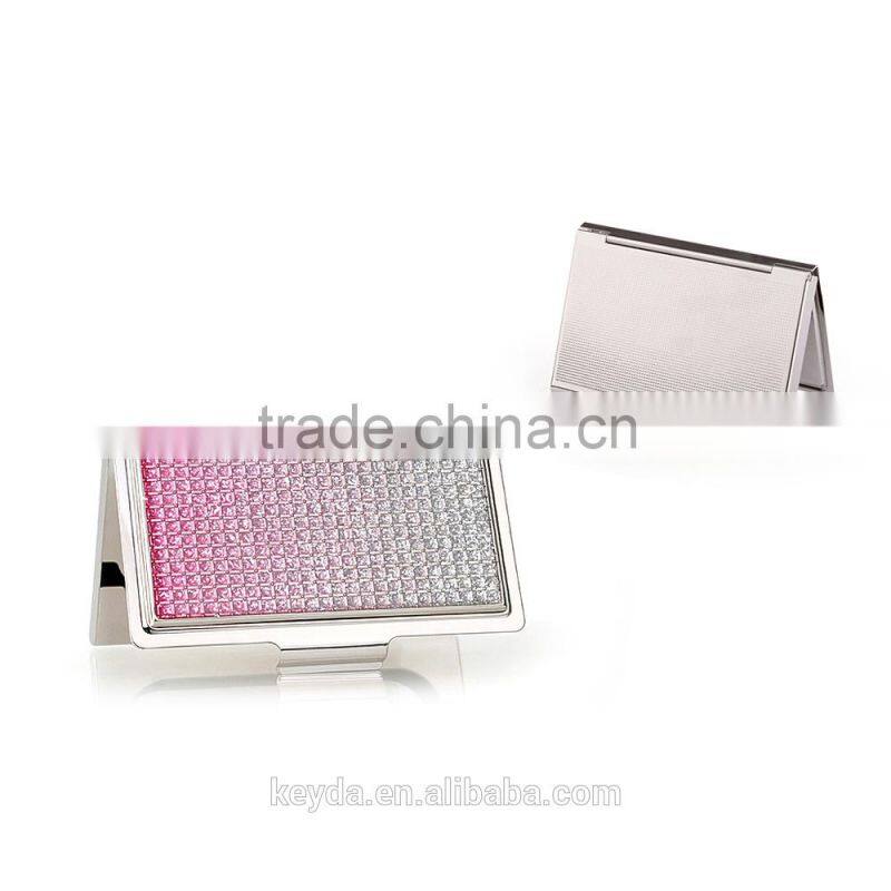 Exquisite fashion portable pill box with crystal and epoxy coating on the lid