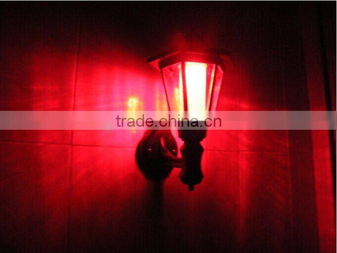 Solar Led Wall mounted Retro Hexagon lamp light led Decorative Court colored led lawn garden lamp light.