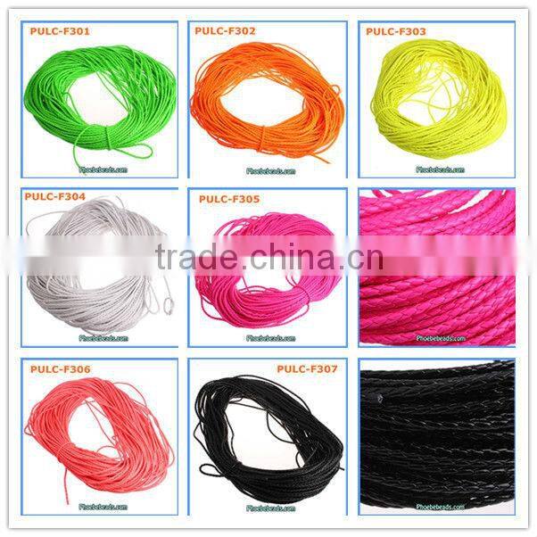 Wholesale 5mm Fluorescent Spring Green Fashion Leather Cords For Jewelry 100 Metres/ Bundle PULC-F501
