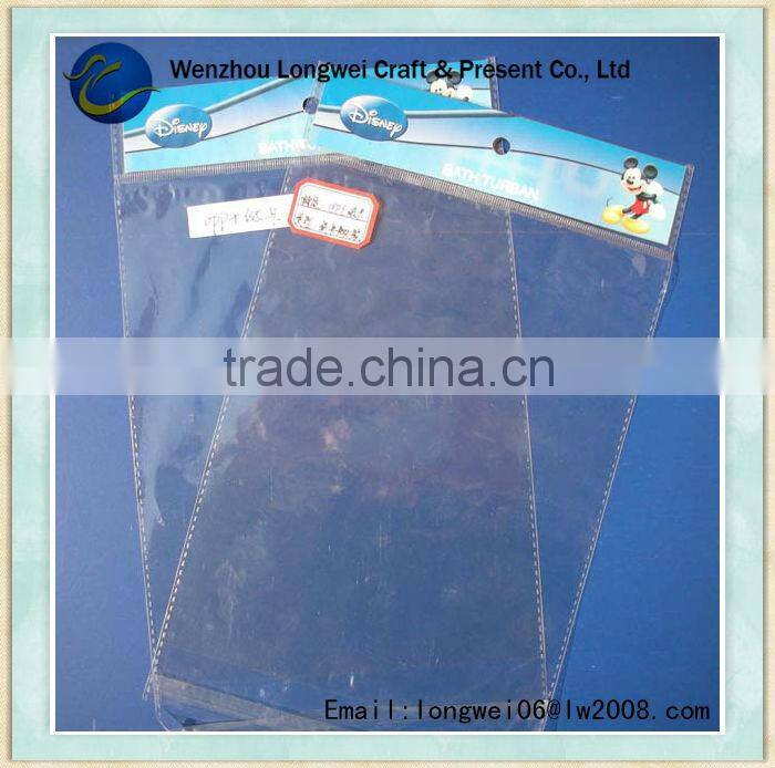 cheap custom self adhesive opp bag/opp bag with header