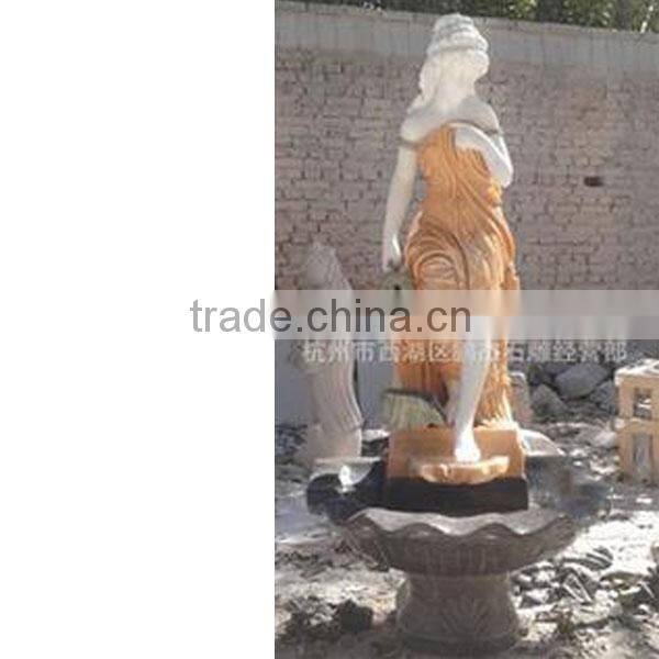 Character stone fountain / girl Fountain / stone sculpture / water stone