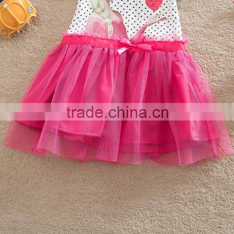 (S5081) 2-6Y Neat children clothes baby girls casual dresses 100% cotton girls dress children princess elsa kids dresses