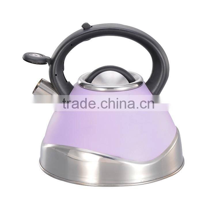 3L rubber coating handl single bottom tea kettle stainless steel whistling kettle
