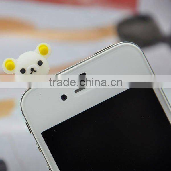 2013 3D cute bear design silicone dust plug