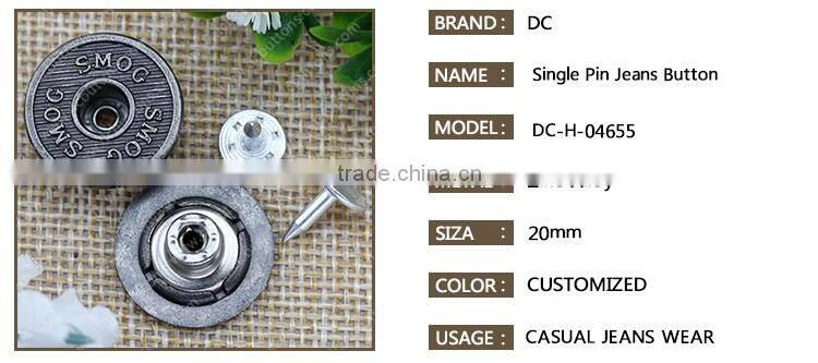 Metal Logo Custom Decorative Made Clothing Buttons for Jeans Wear