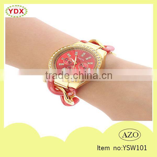 Fashion diamond decoration alloy geneva watches for Ladies