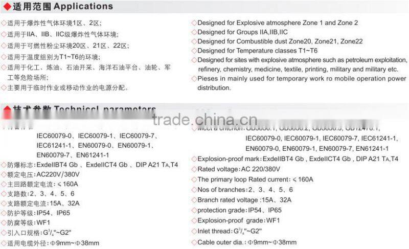 IP65 Explosion proof power maintaining socket box