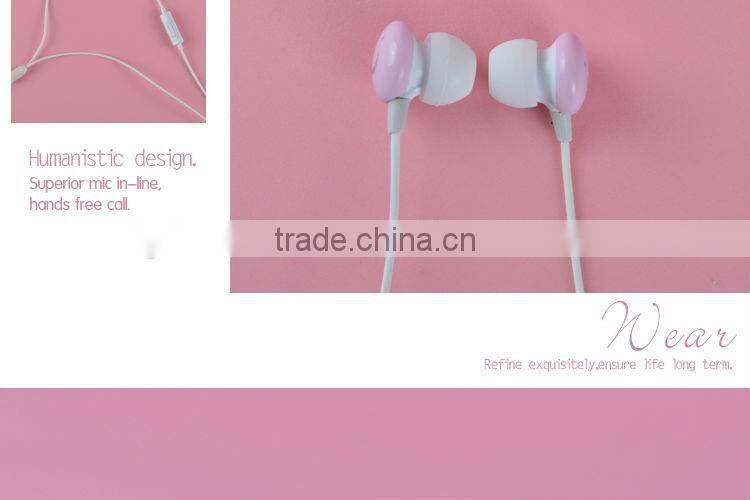 ULDUM 2013 with smile logo Custom color headphone earphone with mic and 1.2m braided cable for mp3 telephone