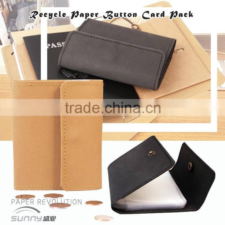 Waterproof Kraft Paper Cover PVC Pocket ID/Business Card Holder With Metal Button Closure