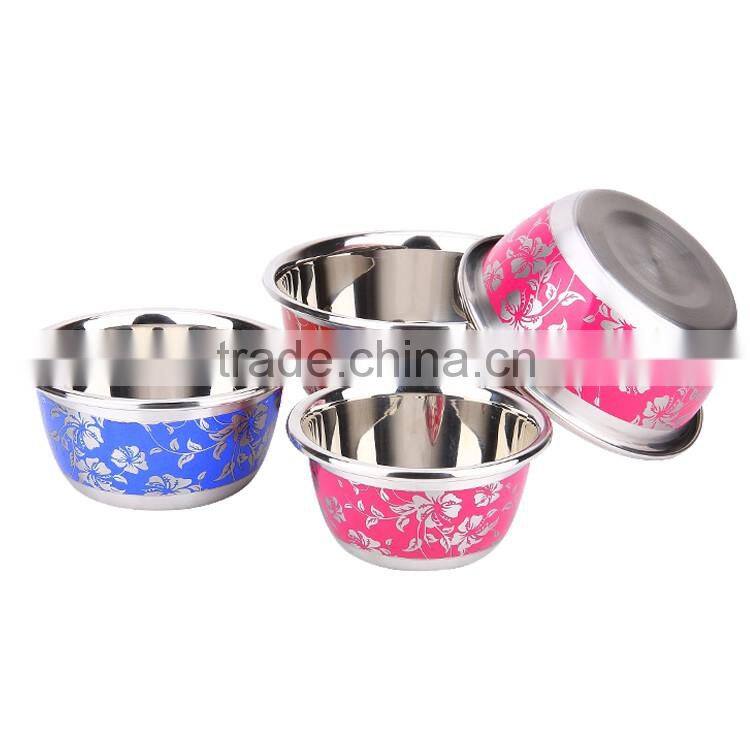 Color engraved stainless steel kitchen utensils bowls