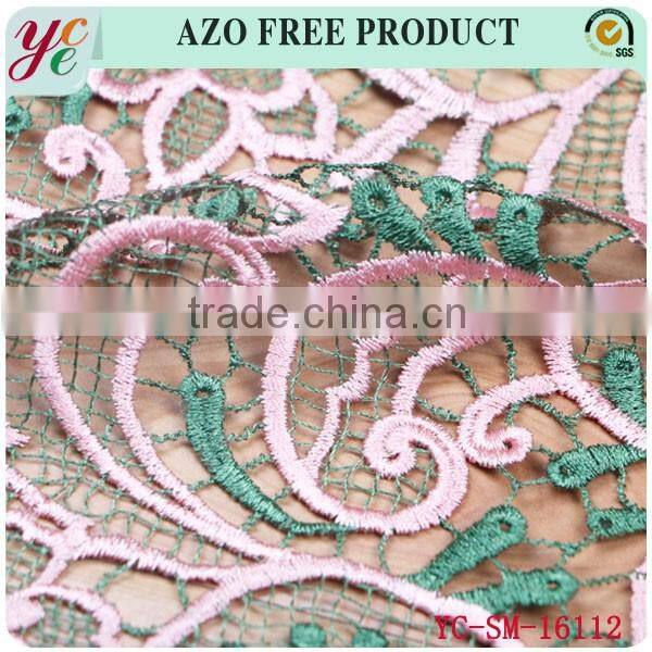 Summer flowers chemical lace embroidery fabric for beautiful dress