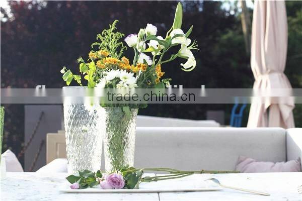 wholesale cheap tall colored clear glass vases for flower made in China