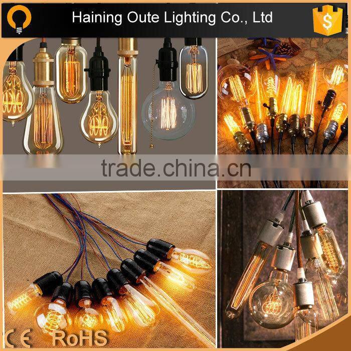 10 branches E27 antique brass single pendant light with black iron