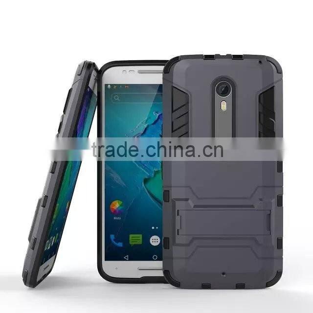 2 In 1 Hot Selling Iron-Bear Stand Rugged Hybrid Cover Case For Motorola Moto X Style