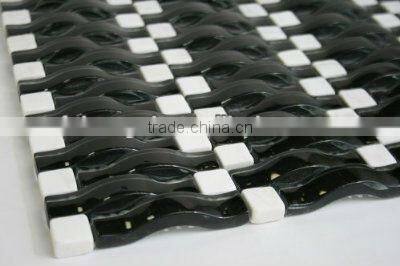 black and while crystal glass arched mosaic HG-Z063