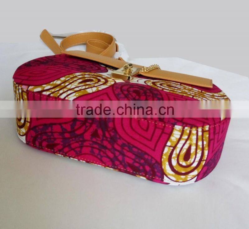 2016 Famous new style cross bags for girls ankara african prints and fabric bag PU leather handbag