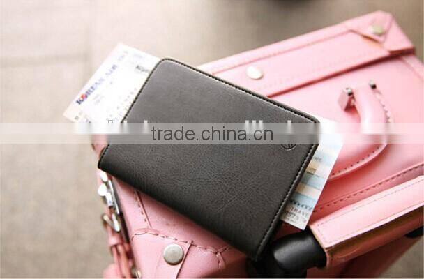 High-quality portable leather passport holder with custom Customized Logo, Simple style passport cover