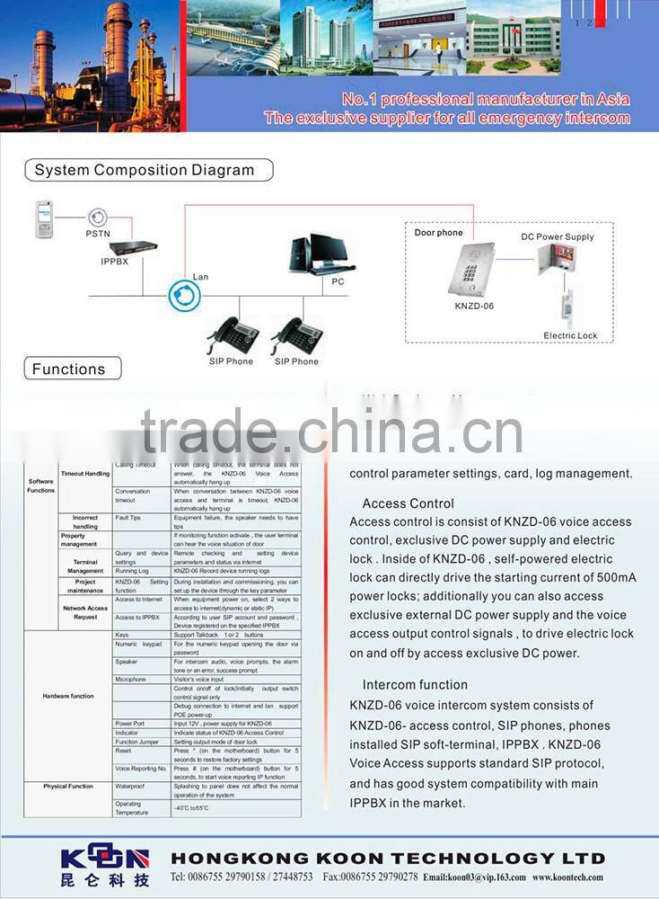 KNTECH Handsfree Emergency Phone Waterpoof Communicate Intercom hotel elevator telephone