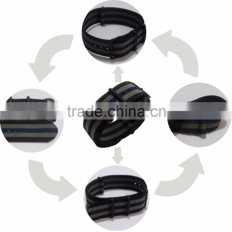 Factory OEM PVD Black Nylon Fabric 18MM Nato Watch Strap
