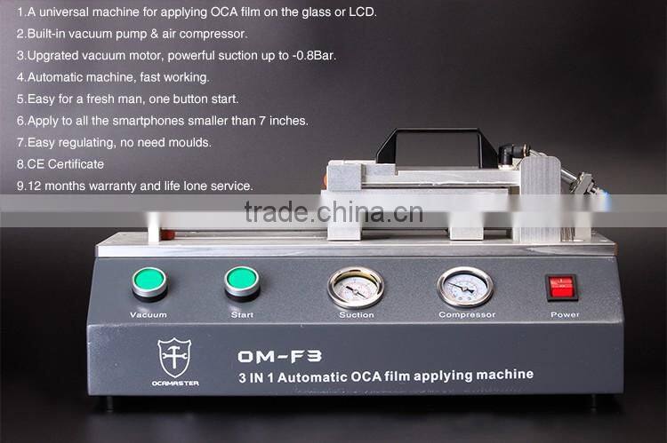 OCAmaster Factory Directly Selling Universal 3 in 1 OCA Film Laminating Machine OM-F3 For OCA & Polarizer Film Laminating
