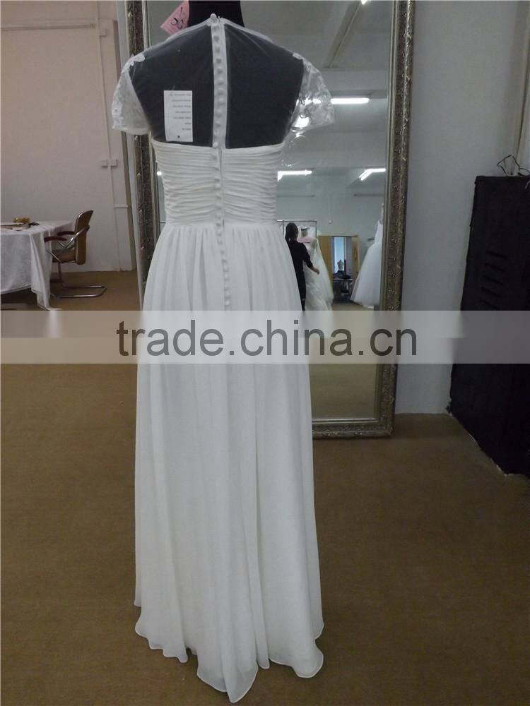 new arrival see-through scoop neckline chiffon wedding dress KB2015-106 Sexy High Neck Backless white Taffeta Lace Beaded dress