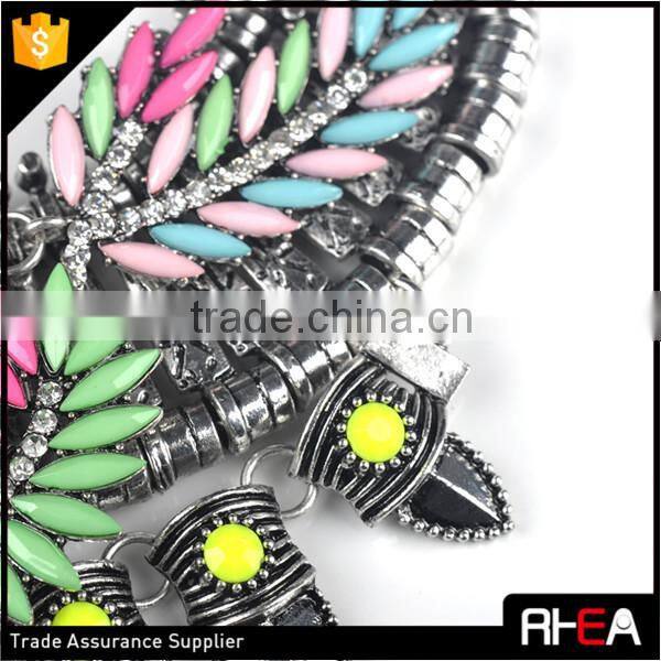 Boho Style Tibet Silver Feather Shape Alloy Necklace,Turkish Indian Alloy Necklace Statement Necklace