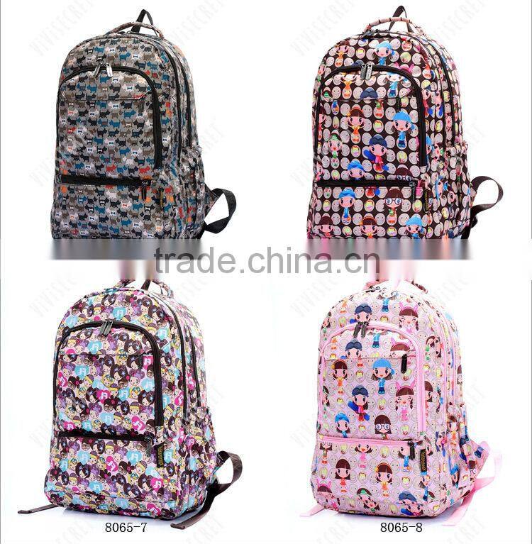 Manufacturers polyester waterproof pink cartoon school fantasy backpacks from china