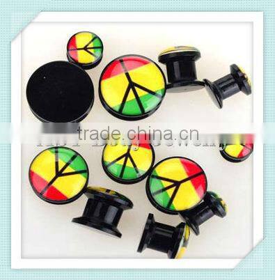 UV acrylic jewelry rainbow gauge ear plugs with gem body piercing jewelry