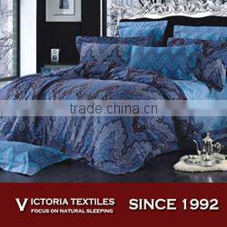 dark bule luxury design printed sheets deep pocket king size bed in a bag sets