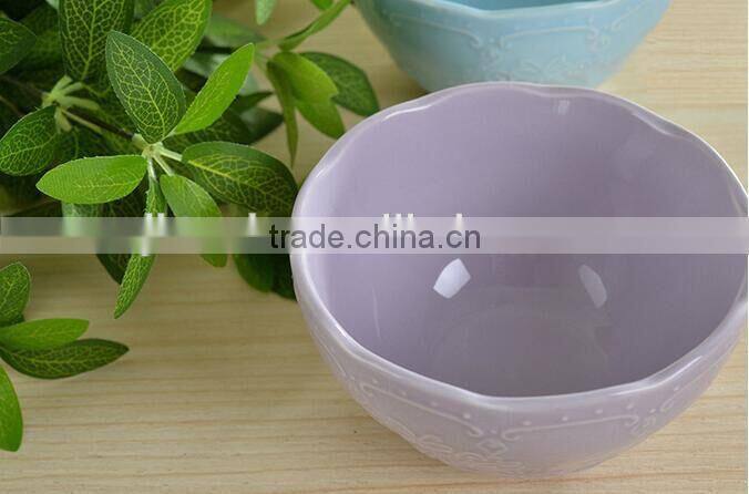Wholesale Europe style Embossed ceramic bowl porcelain bowl