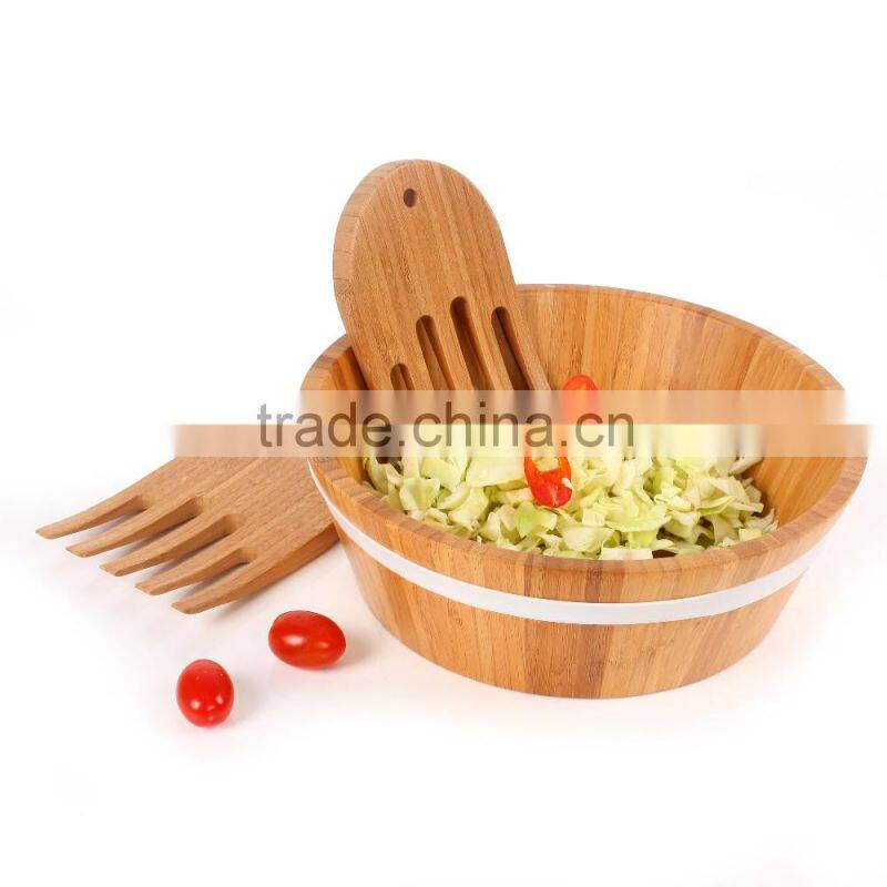 Acacia Wooden Bowls with color ring outside, wood salad bowls