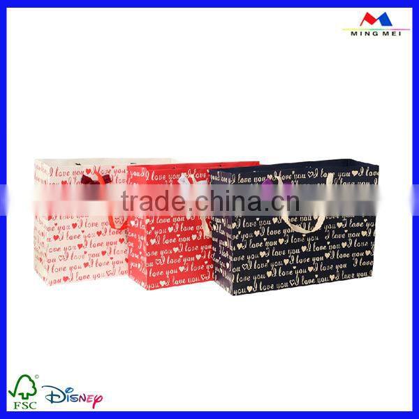 custom design red wine paper material handbag with ribbon