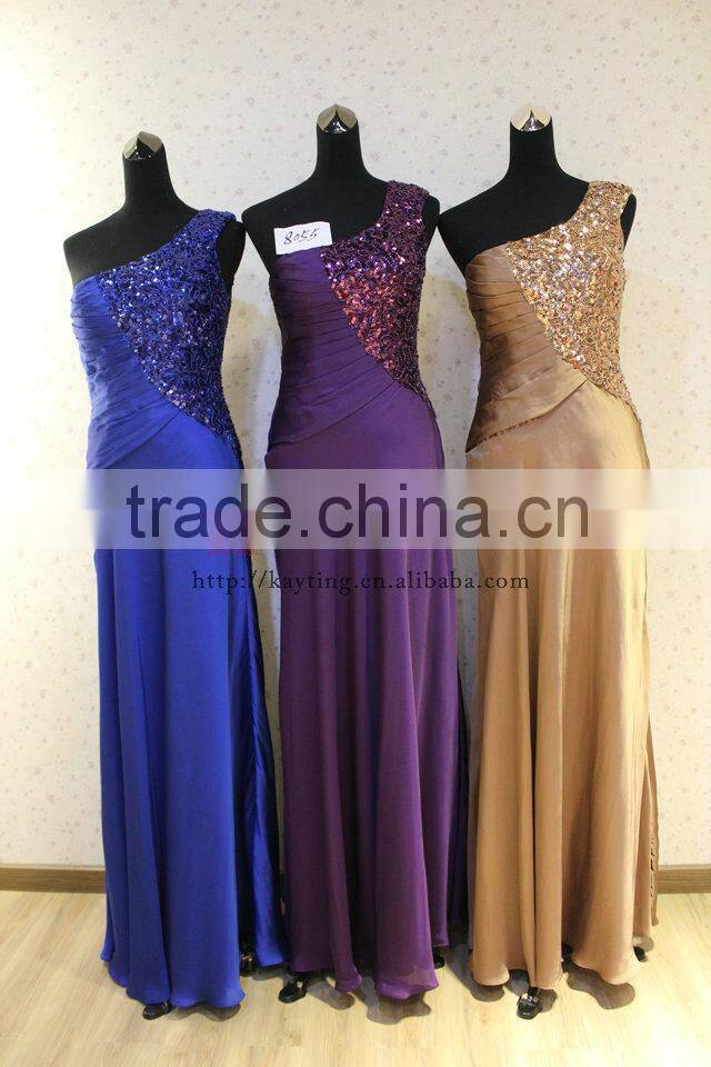 Fashion design sequins one shoulder long evening dress party dress for women
