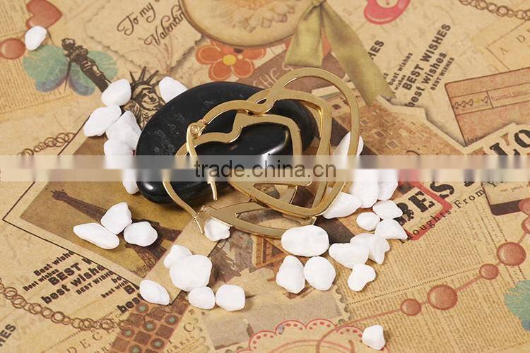 18 k gold plated magnetic stainless steel heart shaped huggie earrings for bride