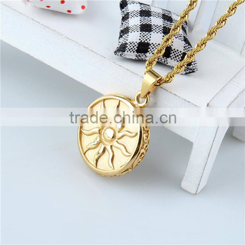 Newest gold plated stainless steel sun shape pendant