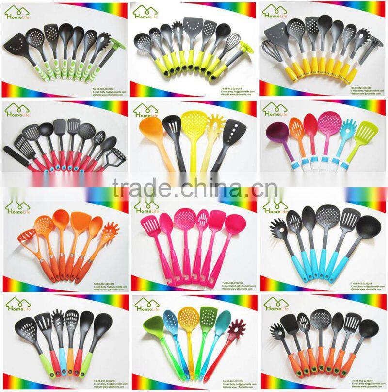 Nice design Colorful Standing 5 Piece Nylon Kitchen Cooking Utensils Sets